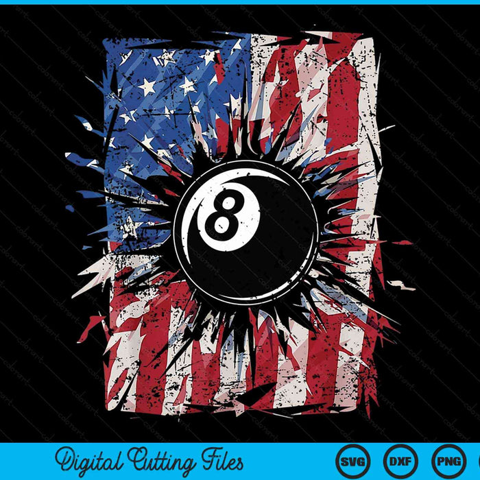 Patriotic pool ball 4th of July USA American flag SVG cut file