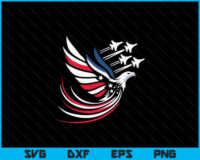 Patriotic Red Blue USA Flag Fighter Jets 4th Of July SVG PNG Digital Printable Files