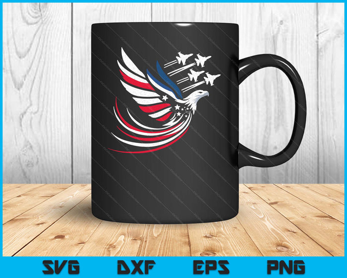 Patriotic Red Blue USA Flag Fighter Jets 4th Of July SVG PNG Digital Printable Files