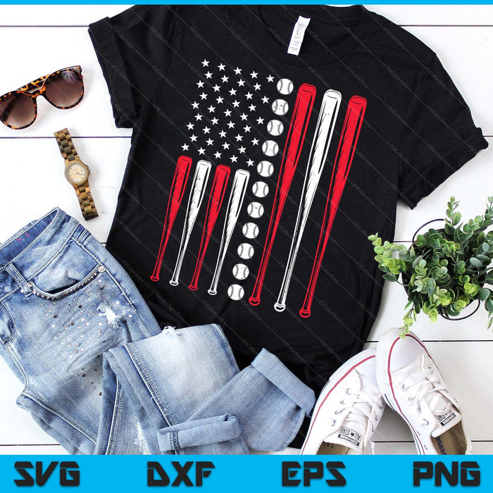 Patriotic Softball 4th Of July Men Usa American Flag SVG PNG Digital Cutting Files