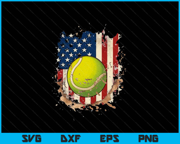 Patriotic tennis 4th of July men USA American flag SVG cut file