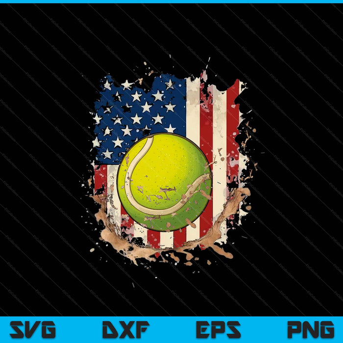 Patriotic tennis 4th of July men USA American flag SVG cut file