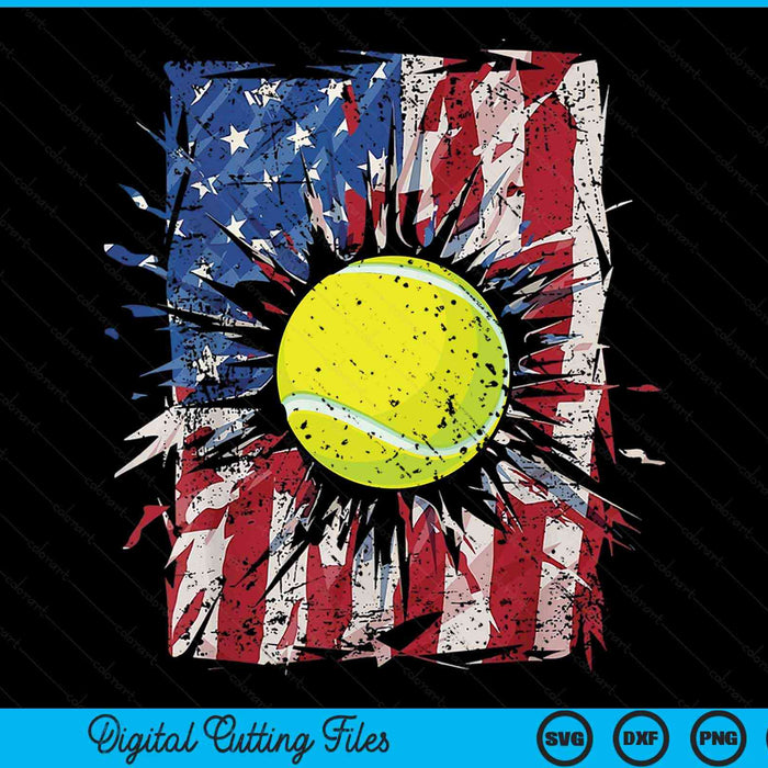 Patriotic tennis 4th of July USA American flag SVG cut file