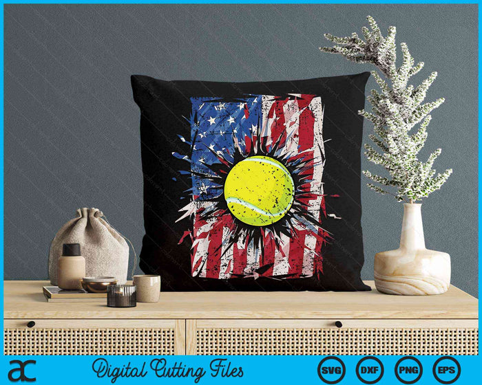 Patriottische Tennis 4 juli USA Amerikaanse vlag SVG PNG digitale snijbestanden