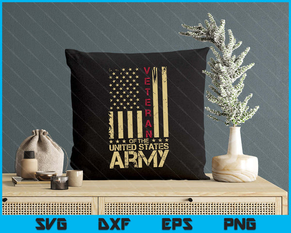 Patriotic U.S Army Veteran Red Line American Flag Vintage SVG PNG Digital Printable Files