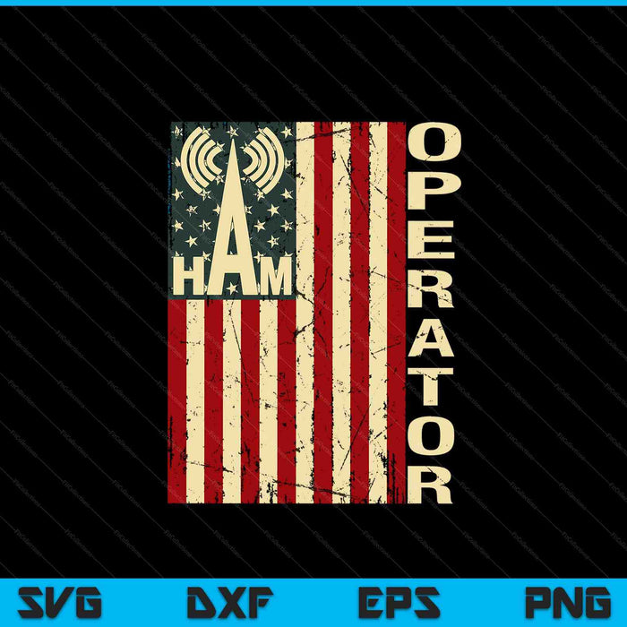 Patriotic USA flag ham radio amateur radio operator SVG PNG cut file for Cricut