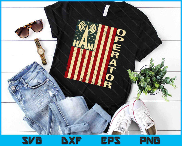 Patriotic USA Flag Ham Radio Amateur Radio Operator SVG PNG Digital Printable Files