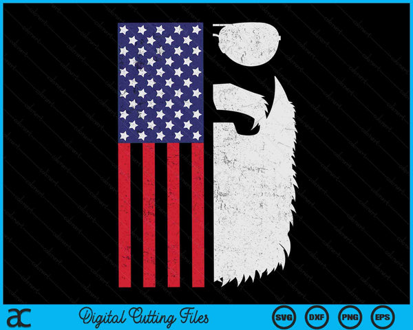 Patriottische Amerikaanse vlag baard en zonnebril voor mannen met baarden SVG PNG digitale snijbestanden