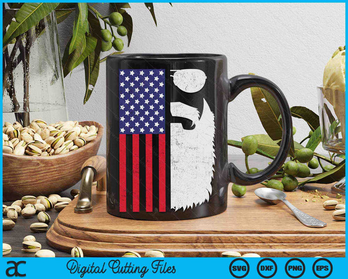 Patriotic US Flag Beard And Sunglasses For Men With Beards SVG PNG Digital Cutting Files