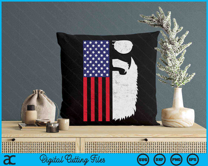 Patriottische Amerikaanse vlag baard en zonnebril voor mannen met baarden SVG PNG digitale snijbestanden