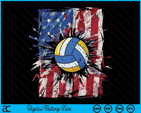 Patriotic Volleyball 4th Of July USA American Flag SVG PNG Digital Cutting Files