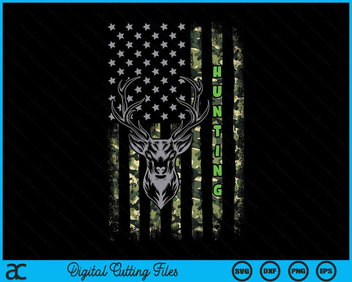 Patriotic Whitetail Buck Deer Hunting American Camouflage SVG PNG Digital Cutting Files