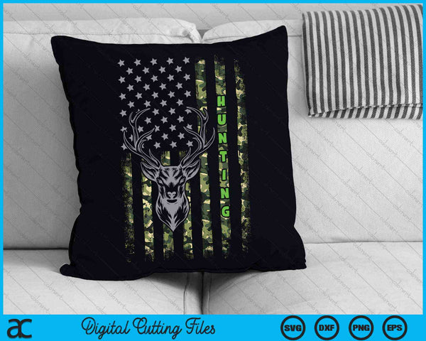 Patriottische Whitetail Buck Herten jacht Amerikaanse Camouflage SVG PNG digitale snijbestanden