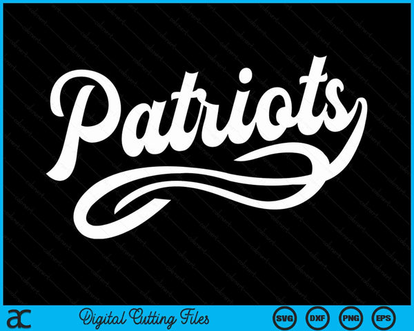Patriots School Spirit Team Mascot Game Night SVG PNG Digital Cutting Files
