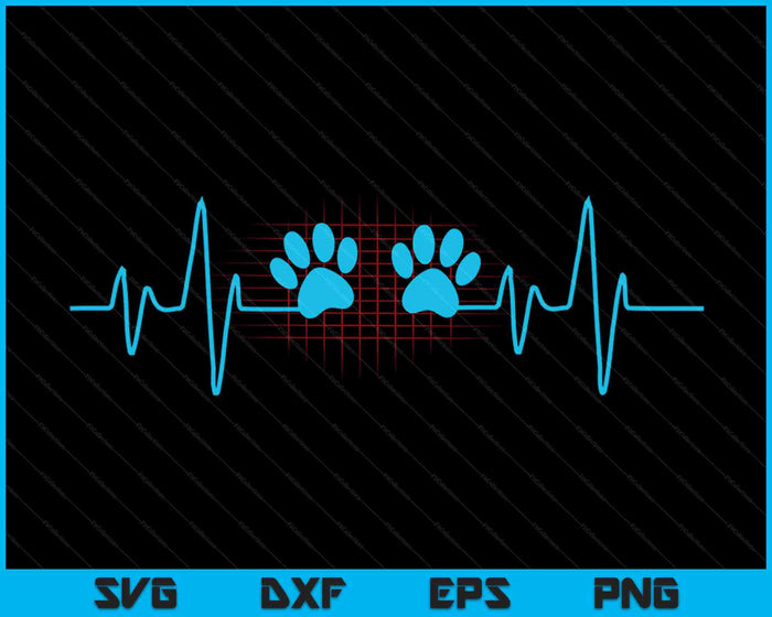 Paw Print Heartbeat EKG Veterinaire Dierenarts Gift SVG PNG Digitale Snijbestanden