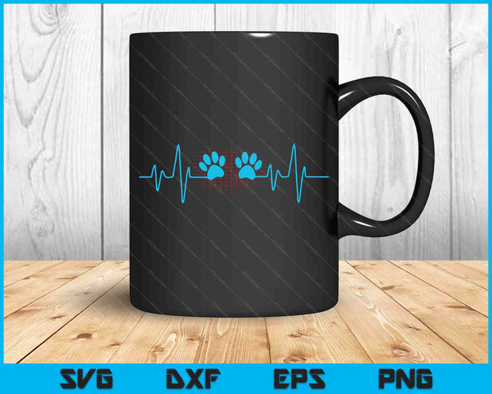 Paw Print Heartbeat EKG Veterinary Veterinarian Gift SVG PNG Digital Cutting Files