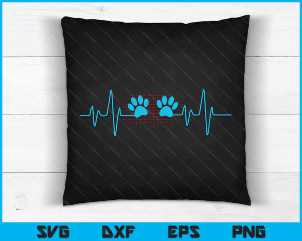 Paw Print Heartbeat EKG Veterinary Veterinarian Gift SVG PNG Digital Cutting Files