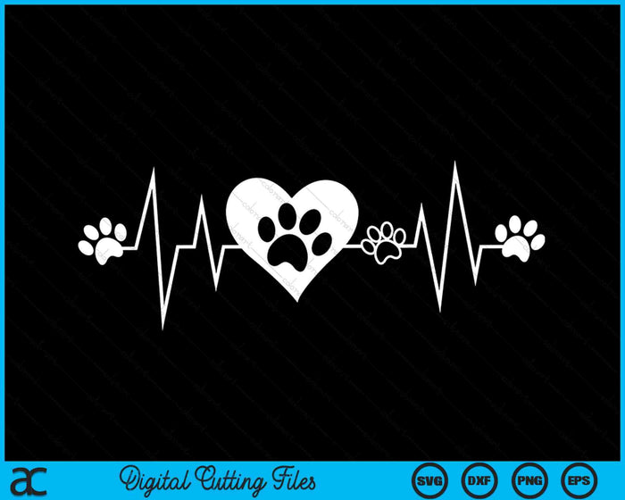 Paw Print Heartbeat Veterinarian Vet Tech Funny Pulse SVG PNG Digital Cutting Files