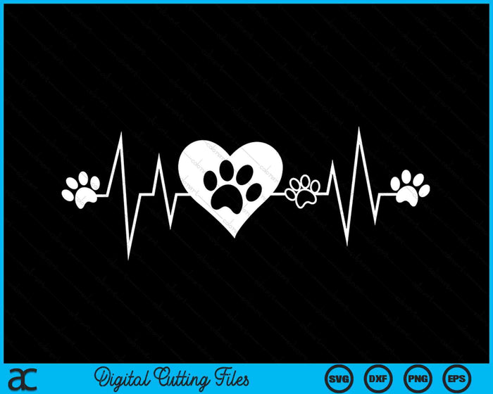 Paw Print Heartbeat Dierenarts Dierenarts Tech Grappige Pulse SVG PNG Digitale Snijbestanden