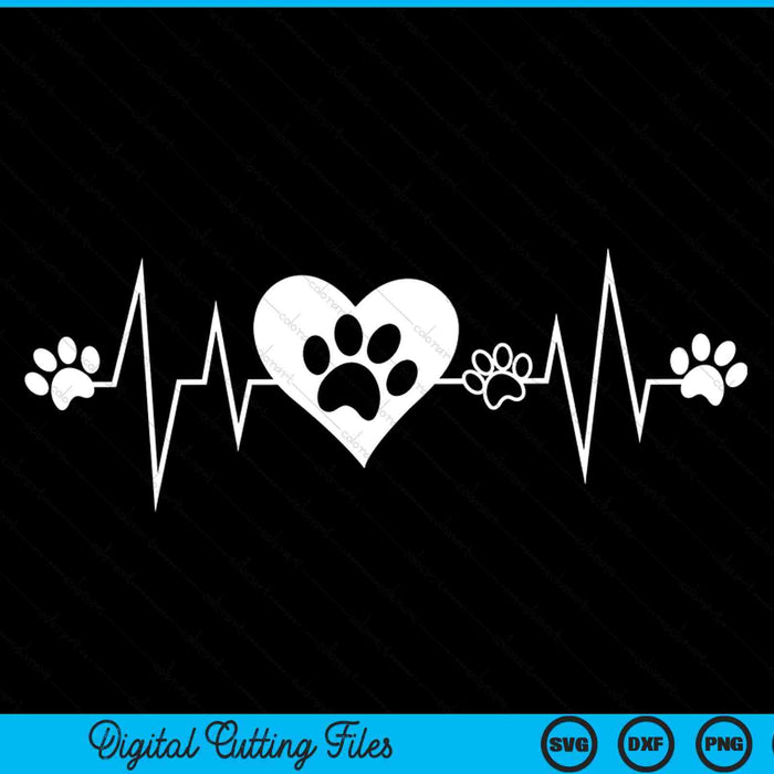 Paw Print Heartbeat Veterinarian Vet Tech Funny Pulse SVG PNG Digital Cutting Files