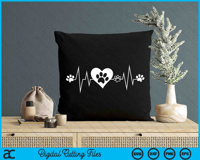 Paw Print Heartbeat Dierenarts Dierenarts Tech Grappige Pulse SVG PNG Digitale Snijbestanden