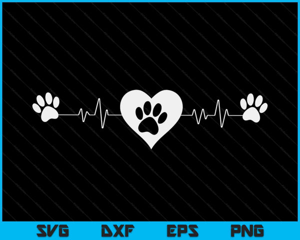 Paw Print Heartbeat Dierenarts Dierenarts Tech Grappige Pulse Gift SVG PNG Digitale Snijbestanden