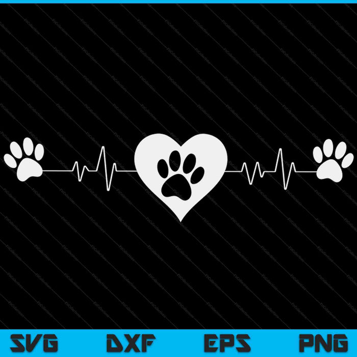 Paw Print Heartbeat Veterinarian Vet Tech Funny Pulse Gift SVG PNG Digital Cutting Files