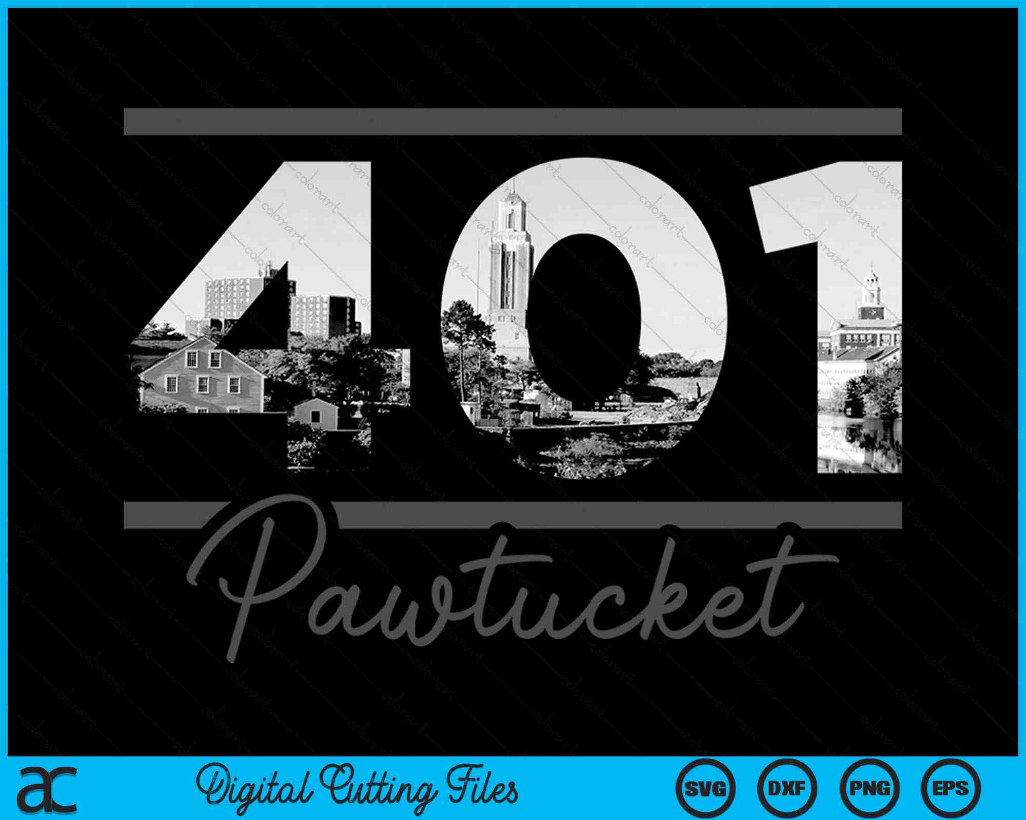 Pawtucket 401 Area Code Skyline Rhode Island Vintage SVG Cutting Files ...