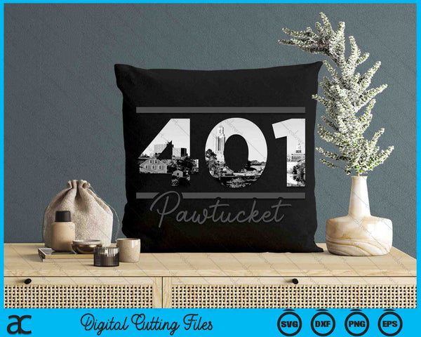 Pawtucket 401 Area Code Skyline Rhode Island Vintage SVG PNG Digital Cutting Files