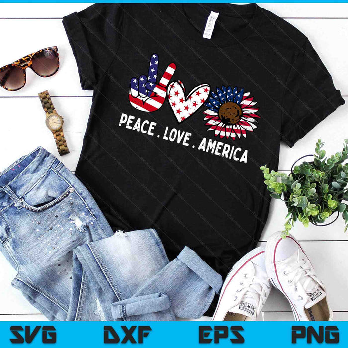 Peace Love America US Flag Fourth Womens 4th Of July Patriot SVG PNG Digital Printable Files