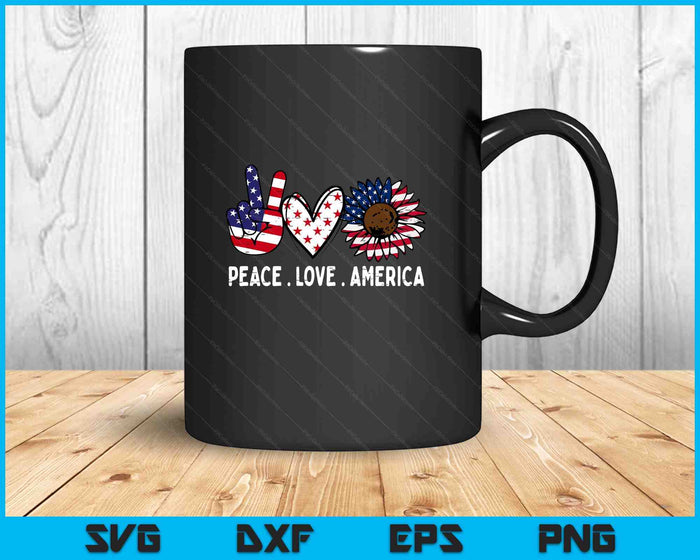 Peace Love America US Flag Fourth Womens 4th Of July Patriot SVG PNG Digital Printable Files