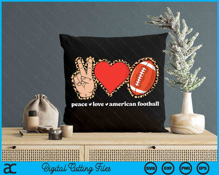 Peace Love American Football Cute American Football Lover Leopard Print SVG PNG Digital Cutting Files