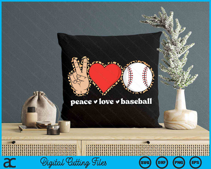 Peace Love Baseball Cute Baseball Lover Leopard Print SVG PNG Digital Cutting Files