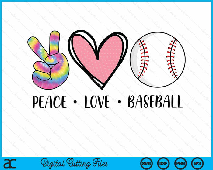 Peace Love Baseball Heart For Women Teens Tween Girls SVG PNG Digital Cutting File