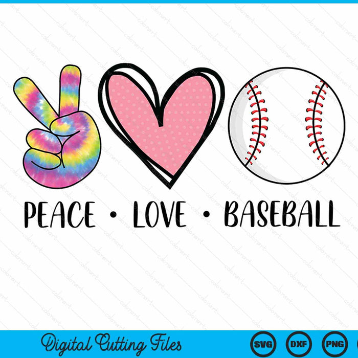 Peace Love Baseball Heart For Women Teens Tween Girls SVG PNG Digital Cutting File