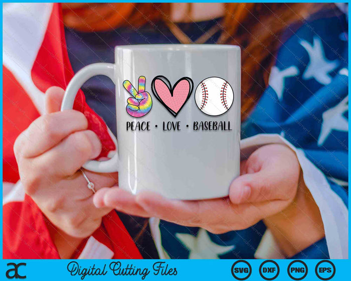 Peace Love Baseball Heart For Women Teens Tween Girls SVG PNG Digital Cutting File