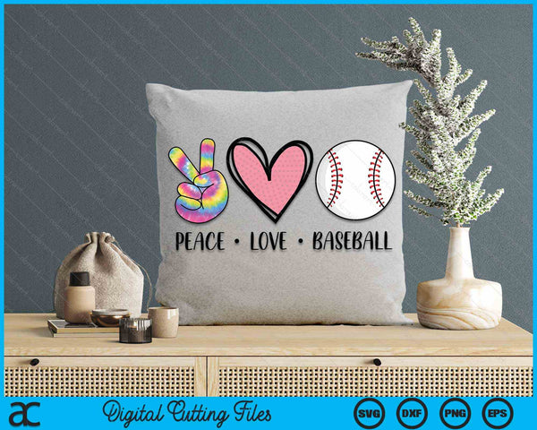 Peace Love Baseball Heart For Women Teens Tween Girls SVG PNG Digital Cutting File