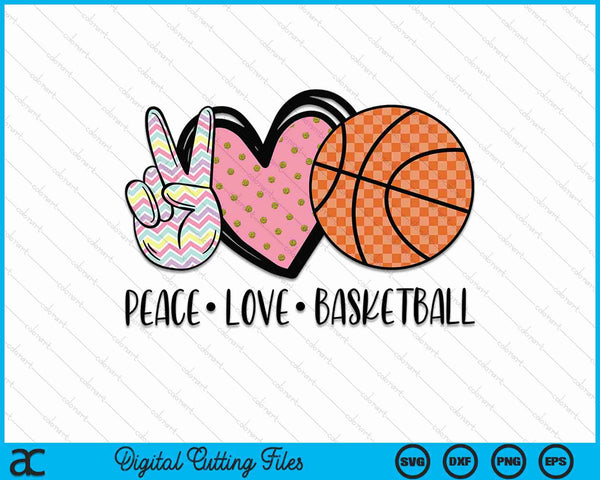 Peace Love Basketball Heart for Women Teens Tween Girls SVG PNG Cutting Printable Files