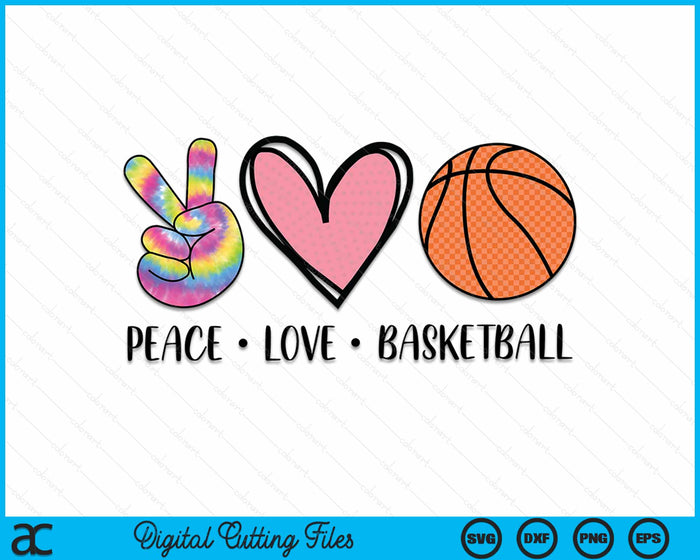 Peace Love Basketball Heart for Women Teens Tween Girls SVG PNG Digital Cutting File