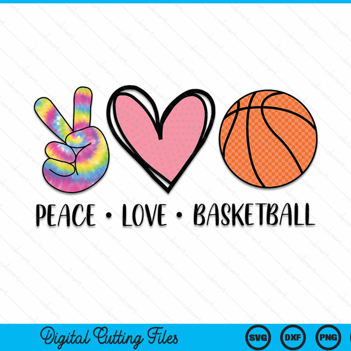 Peace Love Basketball Heart for Women Teens Tween Girls SVG PNG Digital Cutting File