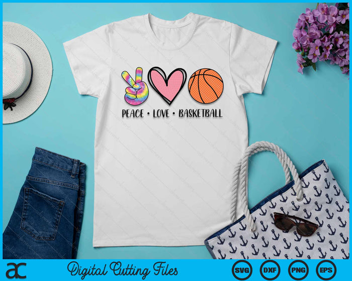 Peace Love Basketball Heart for Women Teens Tween Girls SVG PNG Digital Cutting File