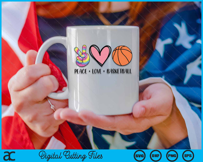 Peace Love Basketball Heart for Women Teens Tween Girls SVG PNG Digital Cutting File