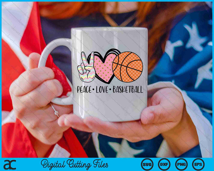 Peace Love Basketball Heart for Women Teens Tween Girls SVG PNG Cutting Printable Files