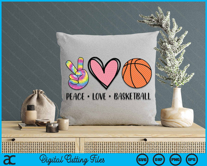 Peace Love Basketball Heart for Women Teens Tween Girls SVG PNG Digital Cutting File