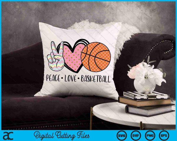 Peace Love Basketball Heart for Women Teens Tween Girls SVG PNG Cutting Printable Files