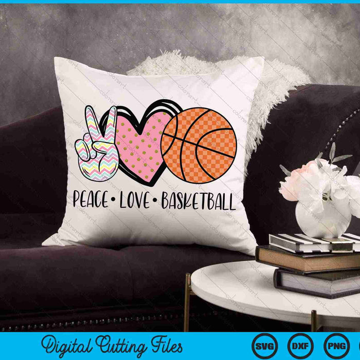 Peace Love Basketball Heart for Women Teens Tween Girls SVG PNG Cutting Printable Files