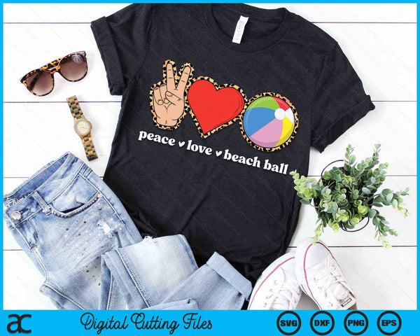 Peace Love Beach Ball Cute Beach Ball Lover Leopard Print SVG PNG Digital Cutting Files