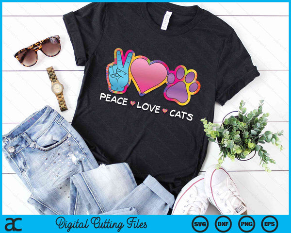 Peace Love Cats Cute Cat Kitten Lover Paw Cat SVG PNG Digital Cutting Files