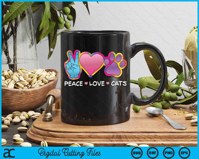 Peace Love Cats Cute Cat Kitten Lover Paw Cat SVG PNG Digital Cutting Files