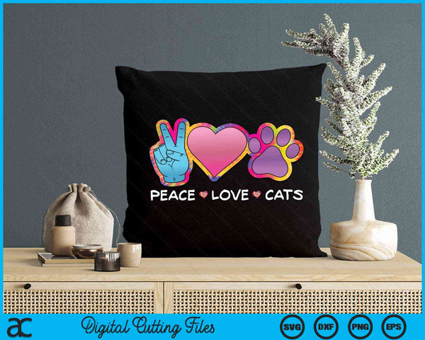 Peace Love Cats Cute Cat Kitten Lover Paw Cat SVG PNG Digital Cutting Files